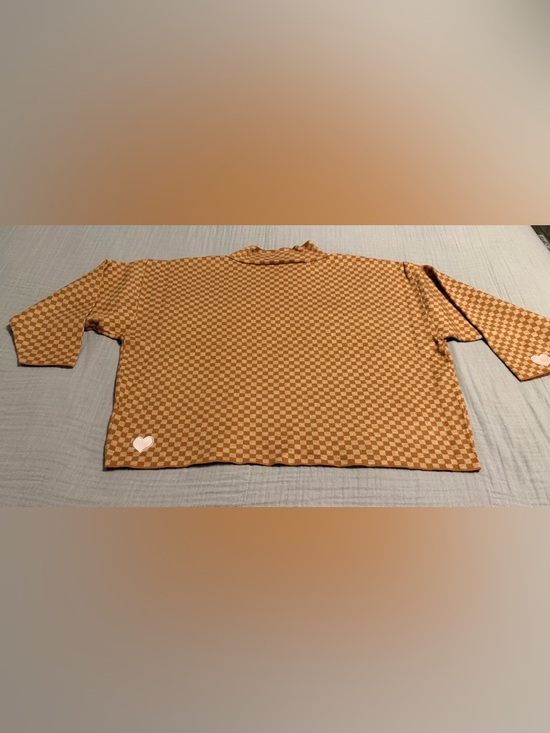 NWT Anthropologie Maeve Carys Mock
Neck Sweater Checkerboard Heart Tan & Pink 1X - Picture 7 of 11